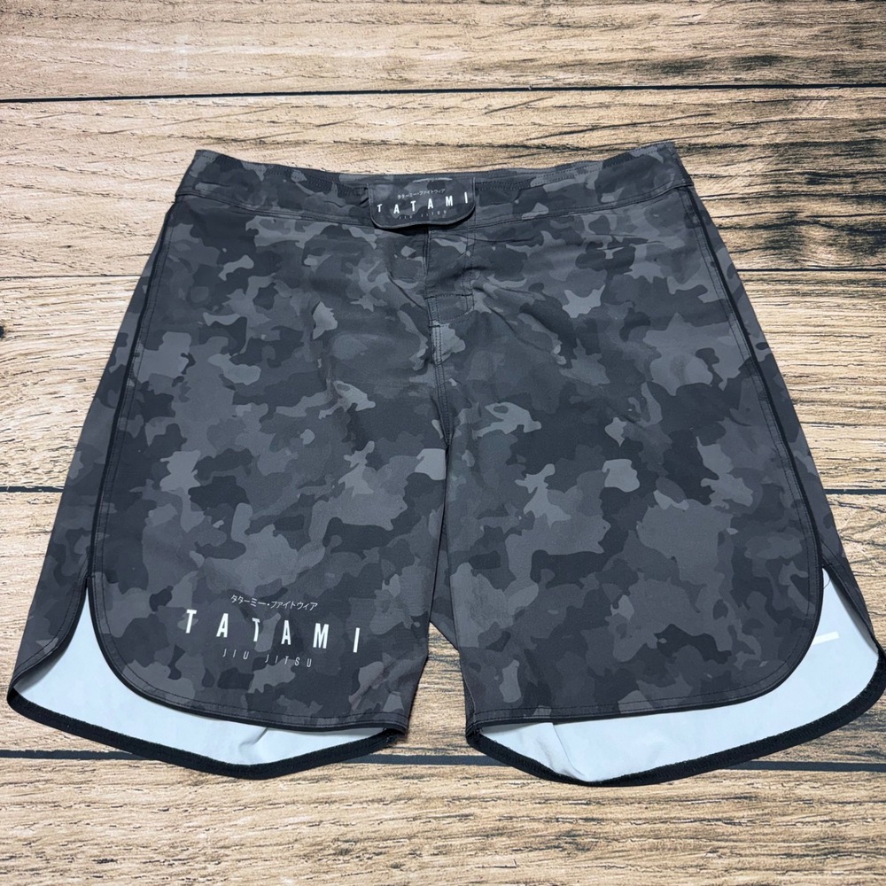 Tatami Grappling Shorts Men 36 XL Grey Camo BJJ MMA Jiu Jitsu Fight Wear